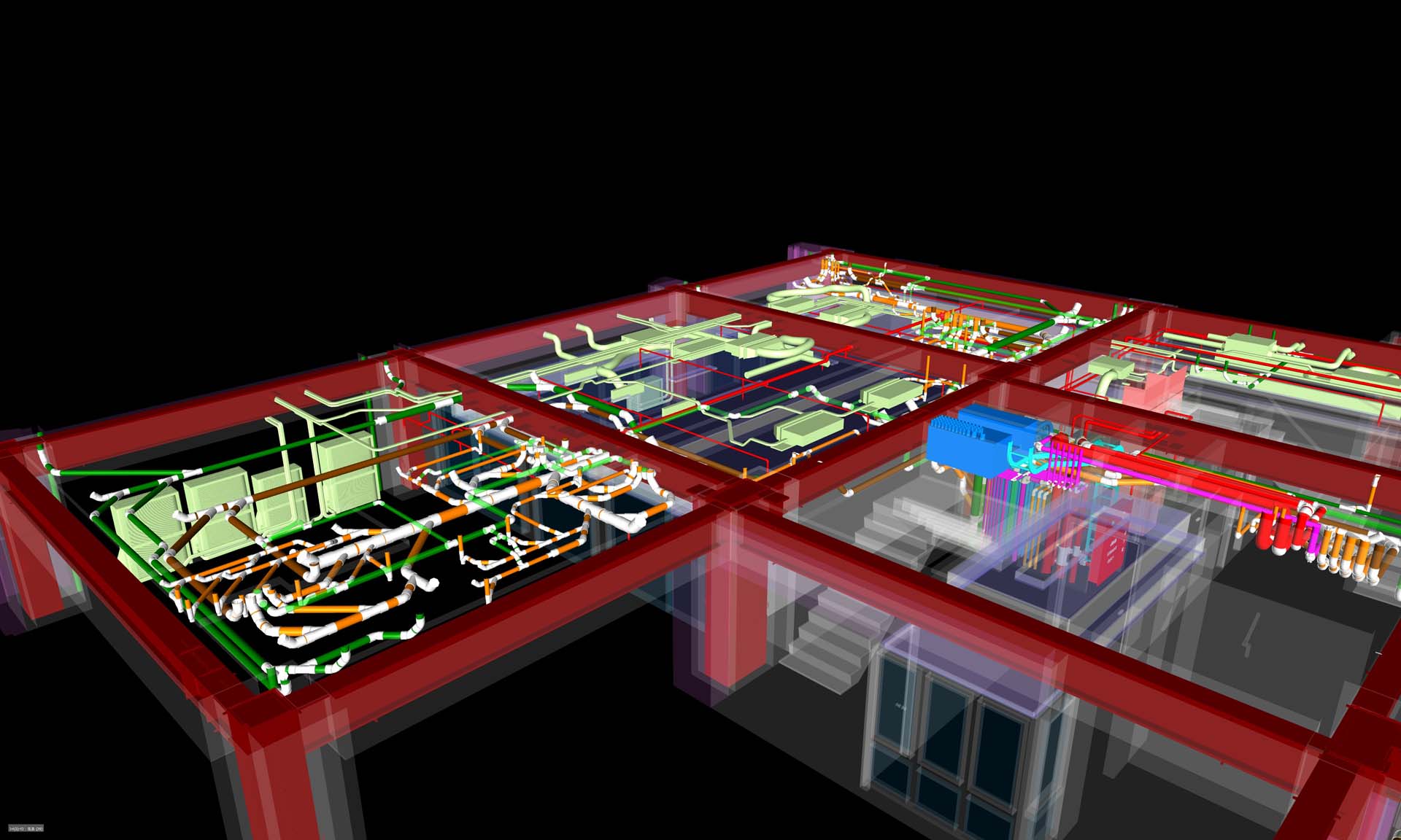 BIM模型大廳空間整合套繪。